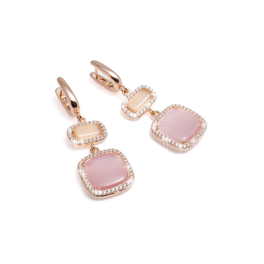 Orecchini in argento rosato con pietre e zirconi - LUCE