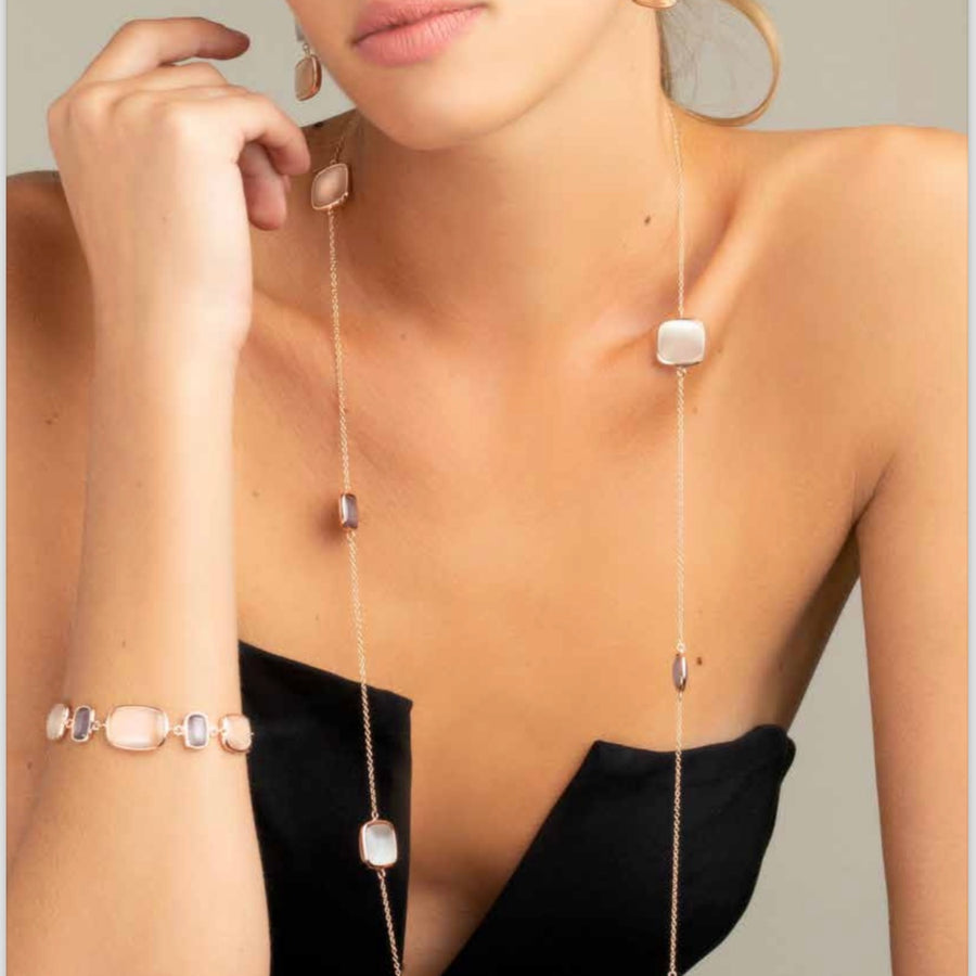 Collana in argento laminato rosè con pietre colorate - MADI'