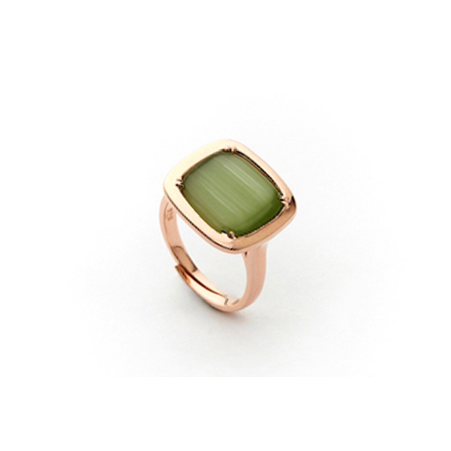 Anello in argento rosè con pietra verde - SAFARI
