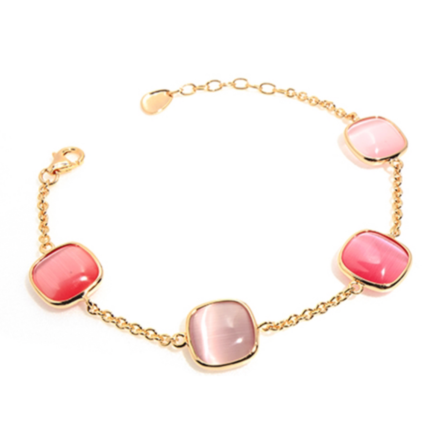 Bracciale in argento rosato con quarzi ecologici - CILIEGIA