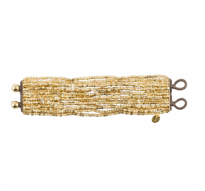 Bracciale a sedici fili con pepite di ottone