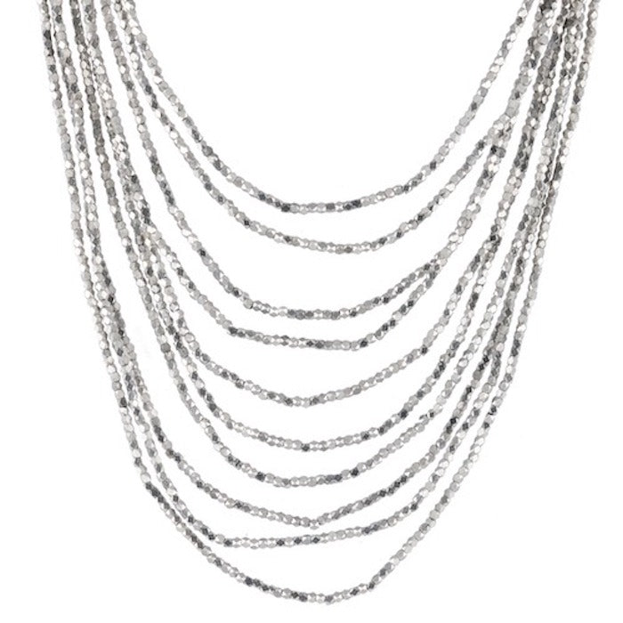 Collana in ottone bianco a 10 fili
