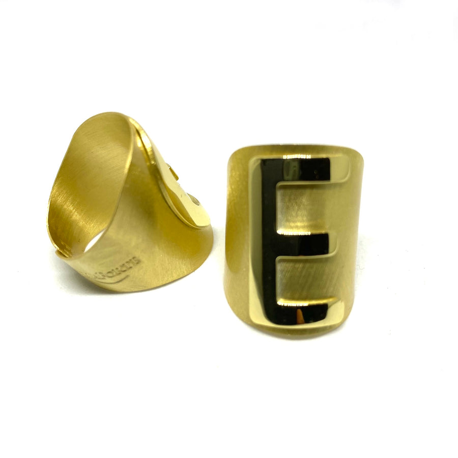 Anello a fascia in argento dorato  - LINEA LETTERE