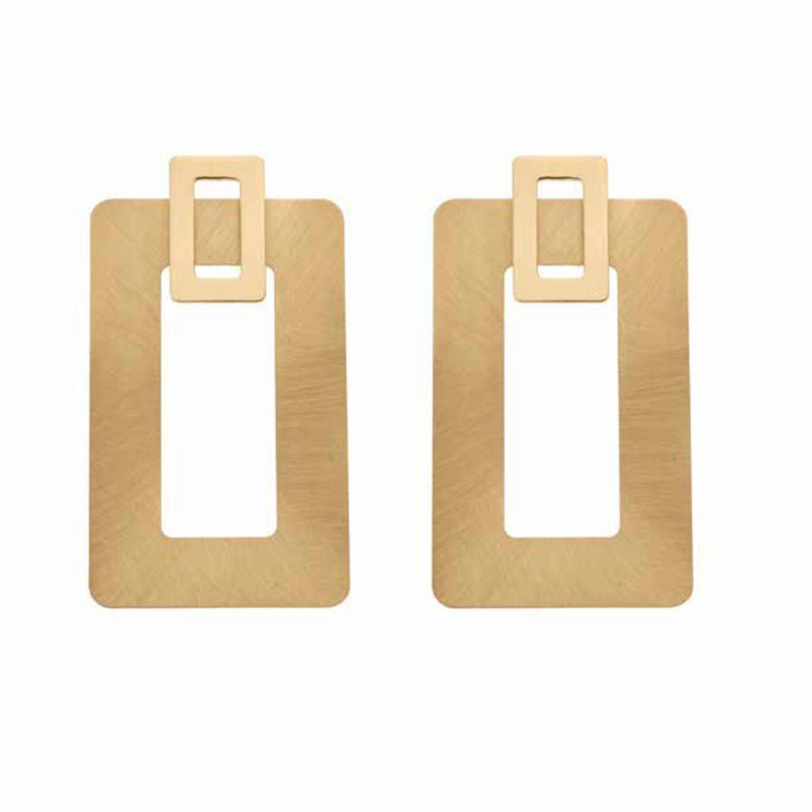 Orecchini rettangalari in argento dorato satinati  - LINEA VINTAGE TRENDY