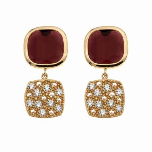 Orecchini con pietre e pavè di zirconi  in argento dorato  - LINEA CARAMELLE REVERSE