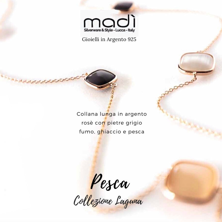 Collana in argento laminato rosè con pietre colorate - MADI'