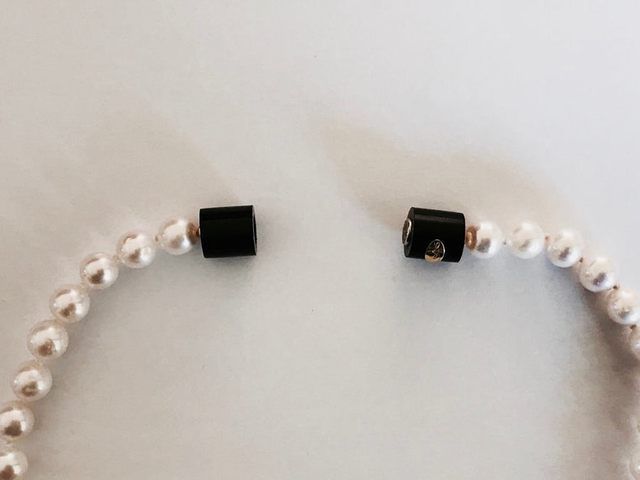 Bracciale di perle con ebano e argento - Calamita